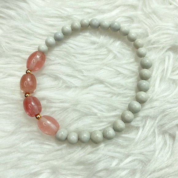 Riverstone Jasper/Cherry Quartz Healing Bracelet - Picture 4 of 6